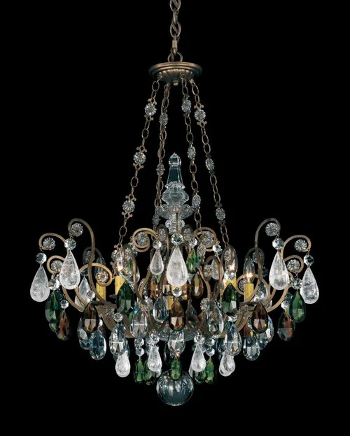 Renaissance Rock Crystal 8 Light 120V Pendant in Black with Olivine & Smoke Quartz Crystal (168|3587-51OS)