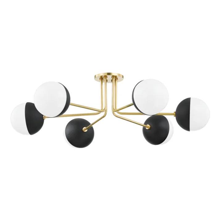Renee 6-Light Semi Flush in Aged Brass/Black 6.5L x 28W x 15.5H
