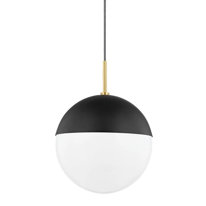 Renee One Light Pendant in Aged Brass/Black (428|H344701L-AGB/BK)