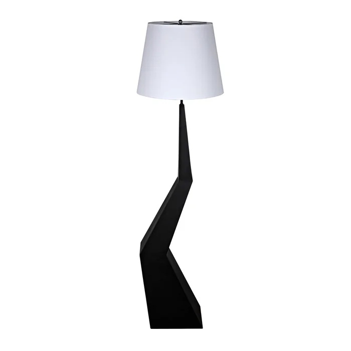 rhombus floor lamp with shade, black metal