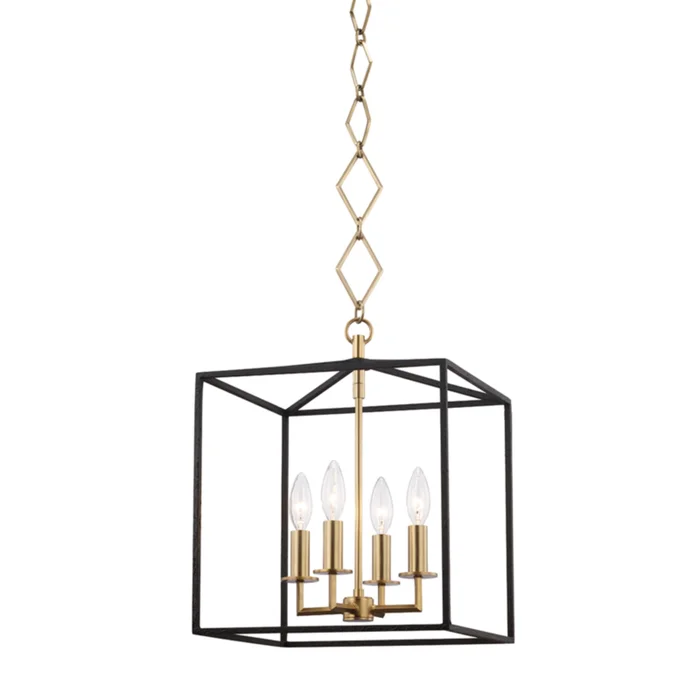 Richie 4-Light Lantern in Aged Brass/Black by Becki Owens 13L x 13W x 24.5H
