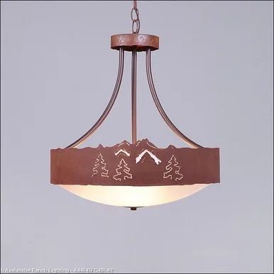 Ridgemont-Mountain-Pine Cutout Three Light Chandelier in Rust Patina (172|A44645FC-HR-02)