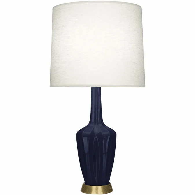 Robert Abbey MB36 Emma Contemporary Midnight Blue Glazed Ceramic with Warm Brass Table Lamp