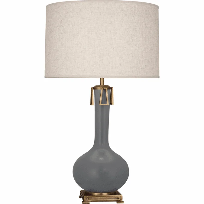 Robert Abbey MCR92 Athena Modern Matte Ash Glazed Ceramic With Aged Brass Table Light