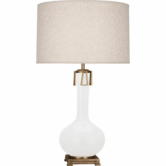 Robert Abbey MLY92 Athena Contemporary Matte Lily Glazed Ceramic With Aged Brass Table Top Lamp