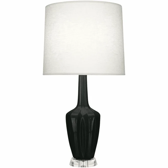 Robert Abbey OS35 Emma Contemporary Obsidian Glazed Ceramic with Polished Nickel Table Top Lamp