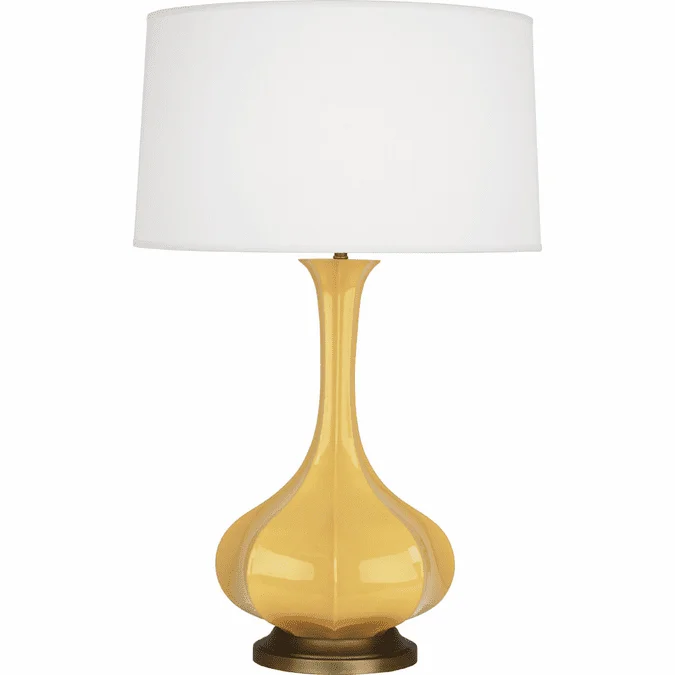 Robert Abbey SU994 Pike Sunset Yellow Glazed Ceramic with Aged Brass 32″ Table Lighting