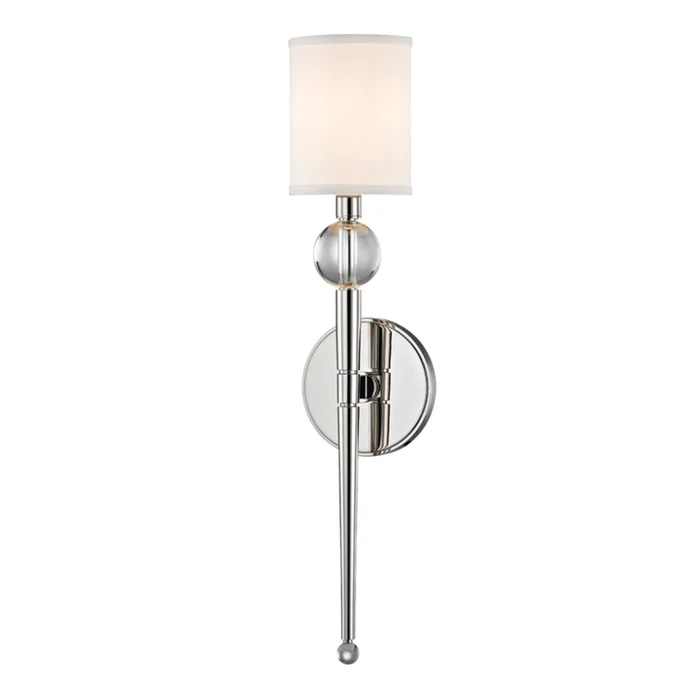 Rockland 1-Light Wall Sconce in Polished Nickel 4.75L x 4.75W x 20.5H