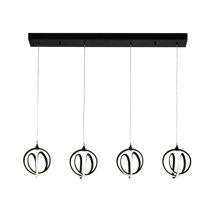 Rose 4-Light LED Black Chandelier|Lustre Rose noir 4ampoules DEL|D06HHJJJ - Image 2