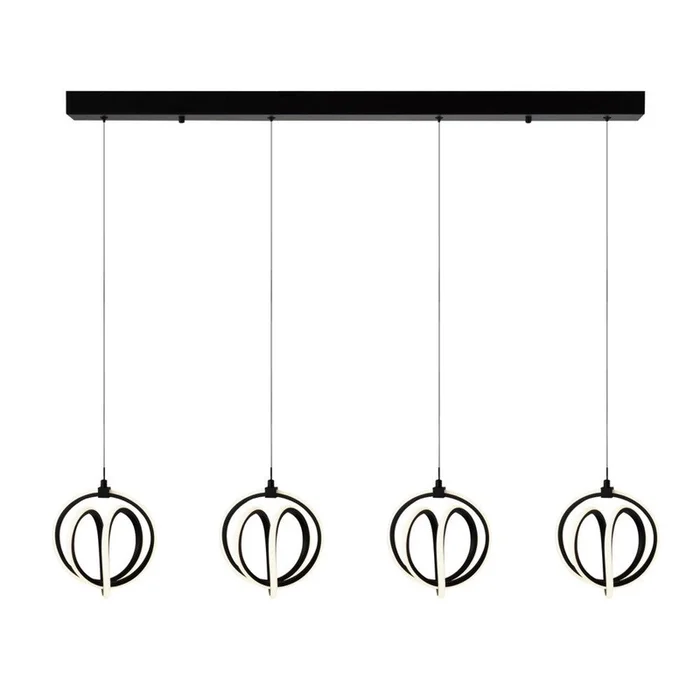 Rose 4-Light LED Black Chandelier|Lustre Rose noir 4ampoules DEL|D06HHJJJ