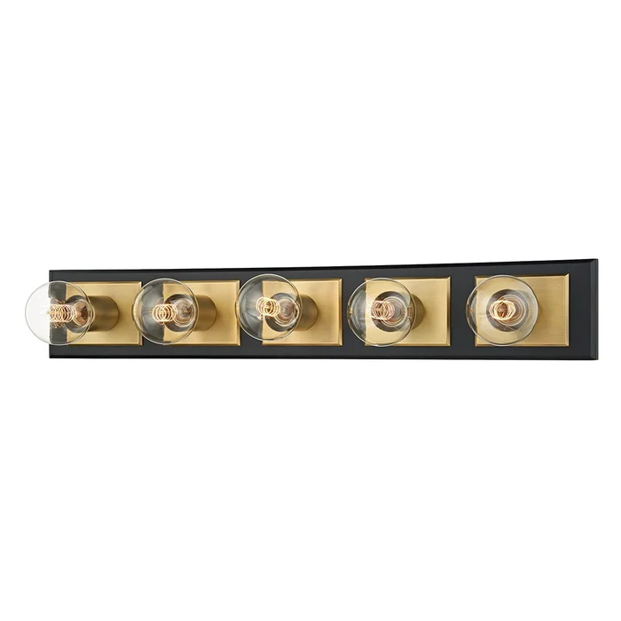Runyan Five Light Bath Bracket in Patina Brass/Soft Black (67|B3545-PBR/SBK)