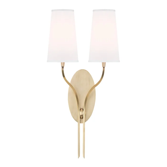Rutland 2-Light Wall Sconce in Aged Brass 12L x 12W x 24.5H