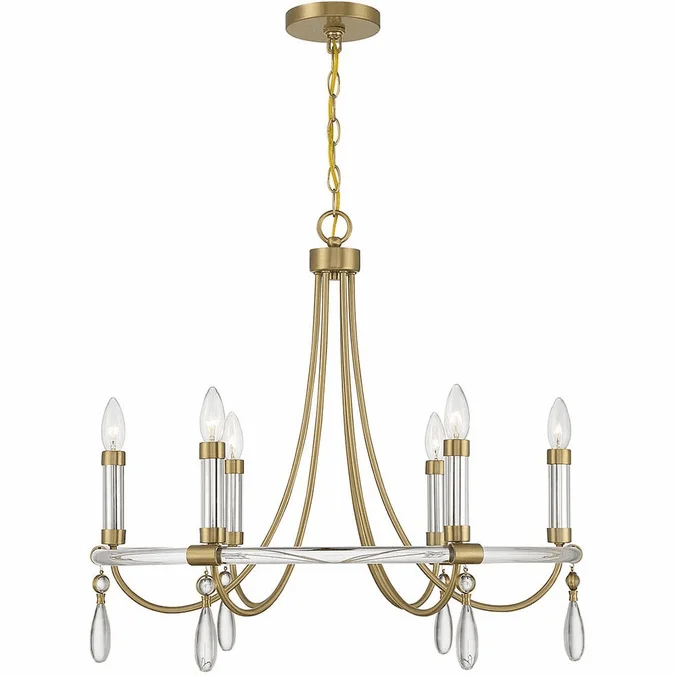 Savoy House 1-7716-6-195 Mayfair Crystal Warm Brass and Chrome 8″ Ceiling Chandelier