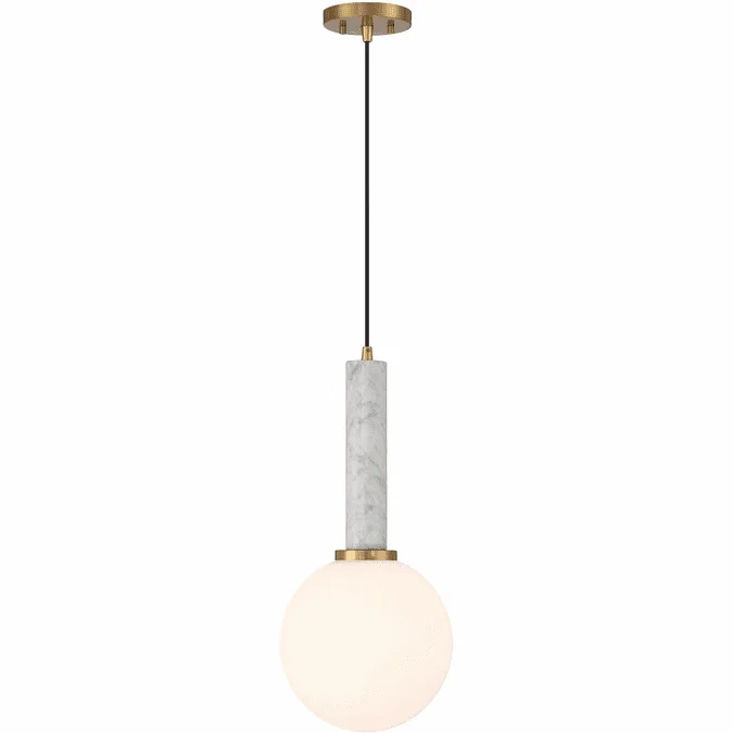 Savoy House 7-2902-1-264 Callaway Modern White Marble with Warm Brass Mini Drop Ceiling Light Fixture