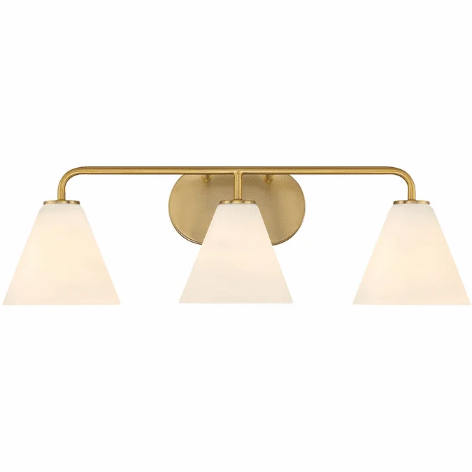 Savoy House 8-2988-3-322 Blair Contemporary Warm Brass 3-Light Bathroom Vanity Light Fixture