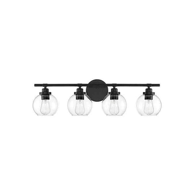 Savoy House 8-4050-4-BK Carson Contemporary Matte Black 4-Light Bath Lighting
