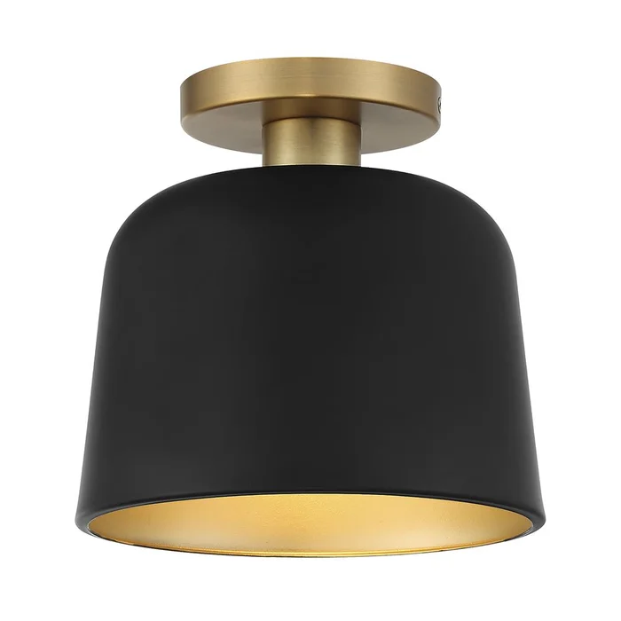 Savoy House Meridian 1-Light Ceiling Light – Matte Black w/Brass – M60067MBKNB
