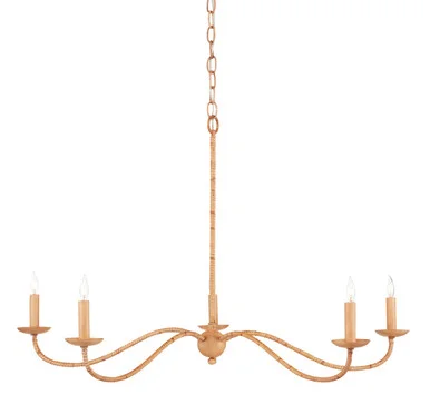 Saxon Collection Five Light Chandelier in Saddle Tan/Natural Rattan (142|9000-0848)