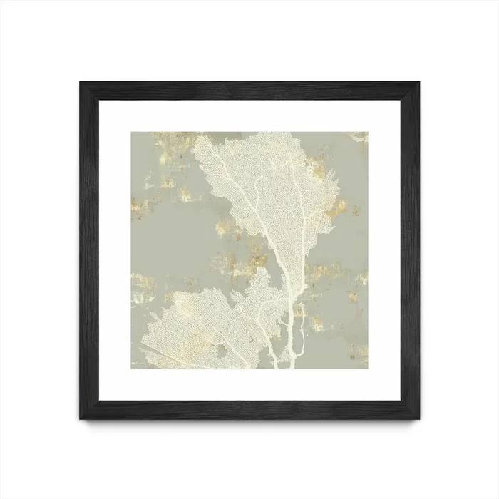 Sea Coral Ii Matted and Framed Black 30×30 Wall Art|uvre dart murale encadre noire et mate Sea Coral Ii 30×30