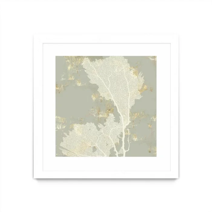 Sea Coral Ii Matted and Framed White 30×30 Wall Art|uvre dart murale encadre blanche et mate Sea Coral Ii 30×30