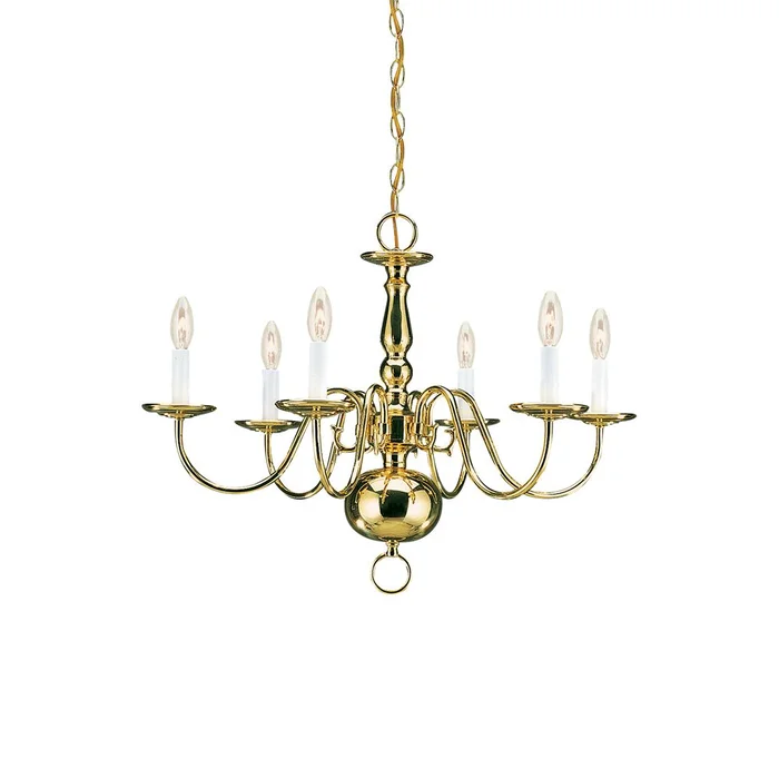 Sea Gull 6-LT Chandelier – Polished Brass – 3411-02