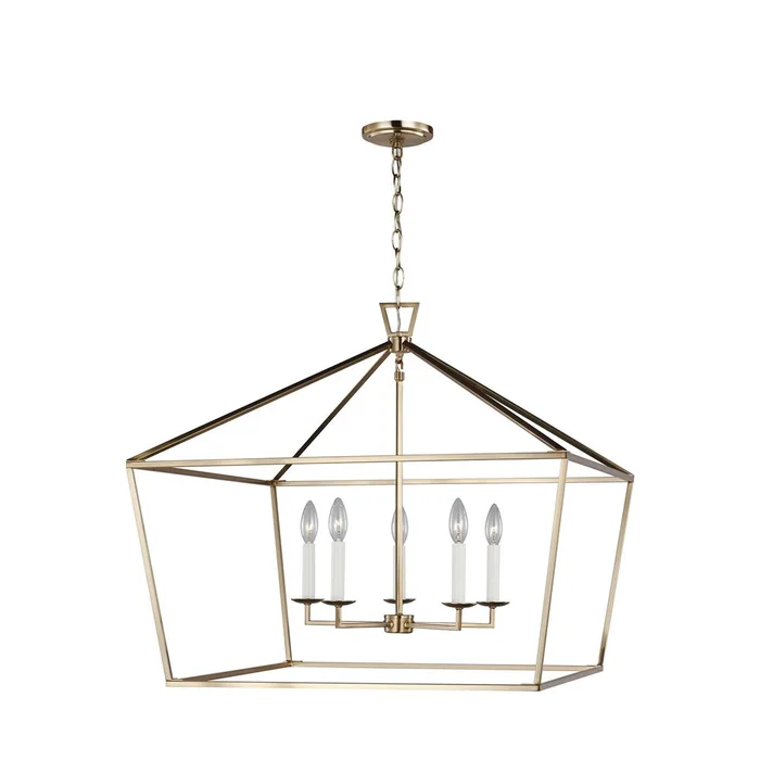 Sea Gull Dianna Five Light Wide Lantern – Satin Brass – 5692605-848