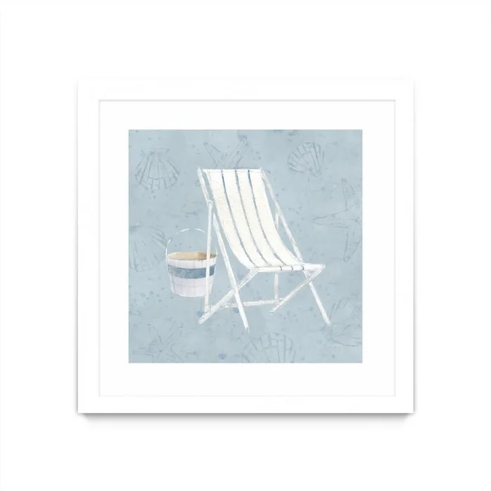 Serene Seaside Iii Matted and Framed White 30×30 Wall Art|uvre dart murale encadre blanche et mate Serene Seaside Iii 30×30