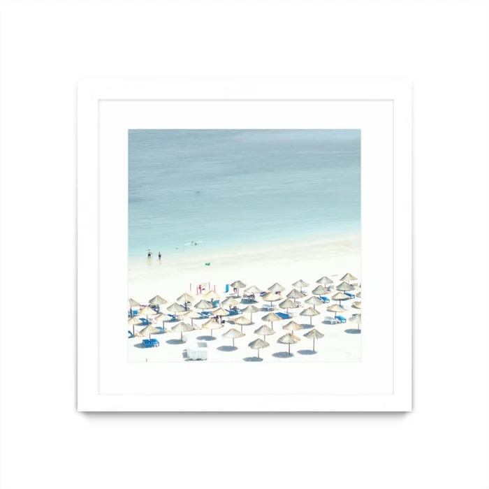 Sesimbra I Matted and Framed White 36×36 Wall Art|uvre dart murale encadre blanche et mate Sesimbra I 36×36