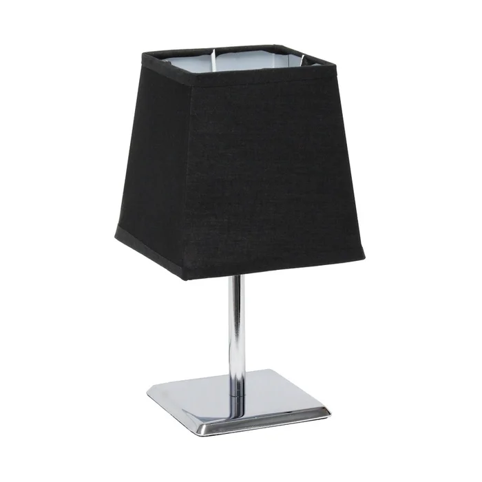 Simple Designs Mini Chrome Table Lamp with Squared Empire Fabric Shade – Black|Mini lampe de table de SimpleDesigns chrome avec abat-jour empire carr en tissu – noire