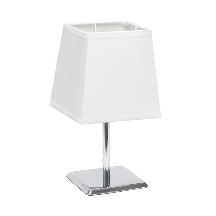 Simple Designs Mini Table Lamp with Squared Empire Fabric Shade – White|Mini lampe de table de SimpleDesigns avec abat-jour empire carr en tissu – blanche