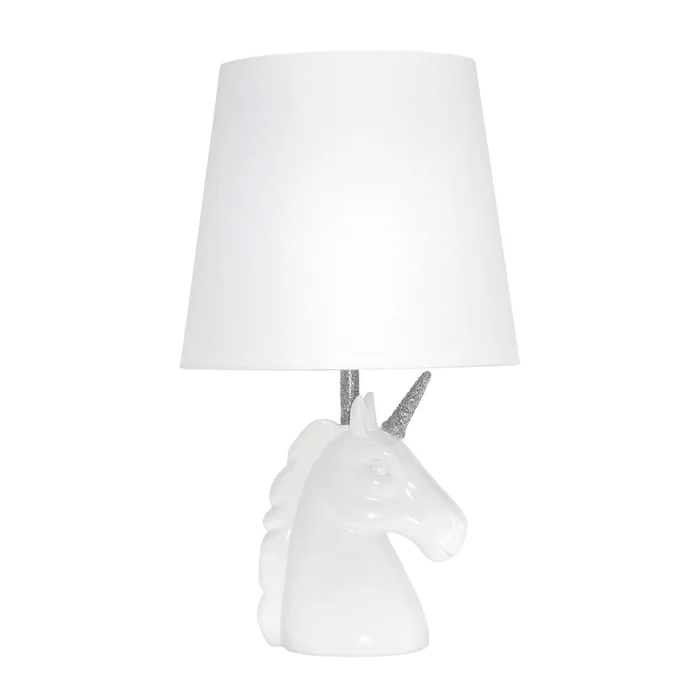 Simple Designs Sparkling Unicorn Table Lamp – Silver and White|Lampe de table en forme de licorne tincelante de SimpleDesigns – argente et blanche