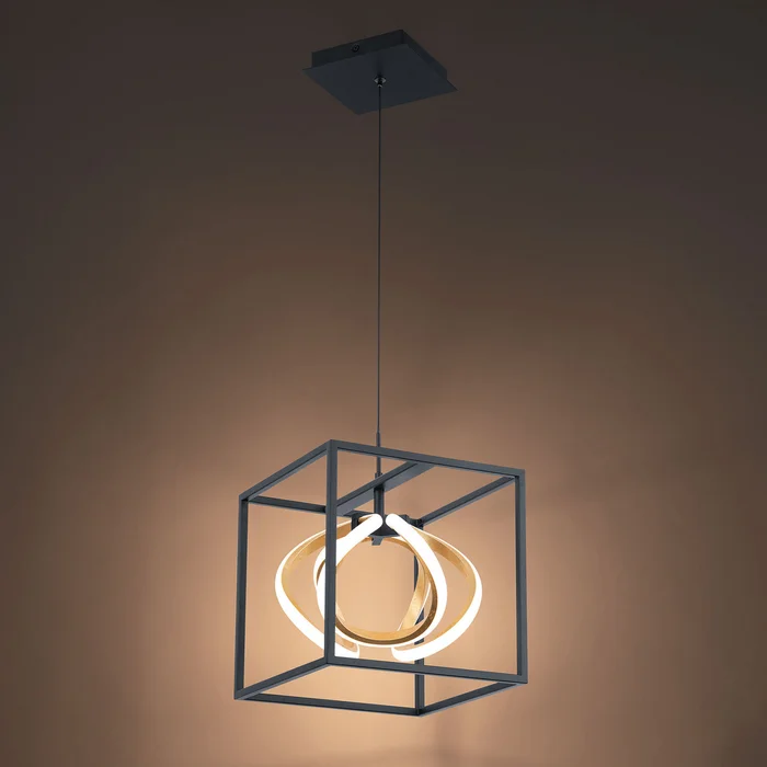 Sinclair LED Mini Pendant in Black/Gold Leaf (34|PD-73210-BK/GL)