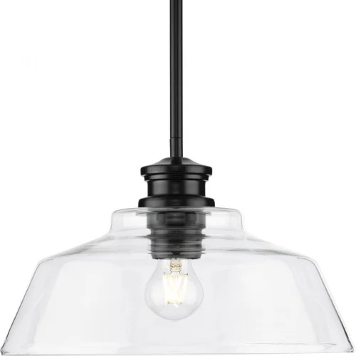 Singleton Collection One-Light 14” Matte Black Farmhouse Medium Pendant Light with Clear Glass S (149|P500381-31M)
