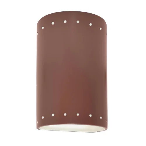 Small LED Cylinder w/ Perfs – Closed Top (Outdoor) (254|CER-0990W-CLAY-LED1-1000)