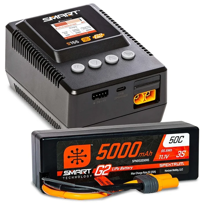 Smart 3S 5000mAh 50C LiPo and S155 Charger Powerstage Bundle (SPMXPSS300)