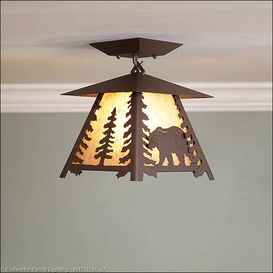 Smoky Mountain-Mountain Bear One Light Semi Flush Mount in Rustic Brown (172|M47525AL-27)