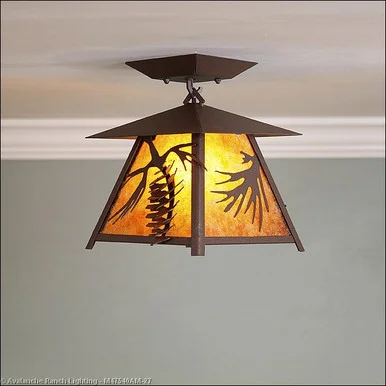 Smoky Mountain-Spruce Cone One Light Semi Flush Mount in Rustic Brown (172|M47540AM-27)