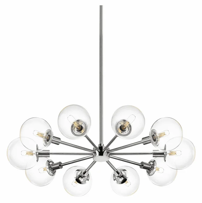 Sonneman 4598.01C Orb 32 Inch Diameter 10 Light Clear Glass Radial Pendant Lamp