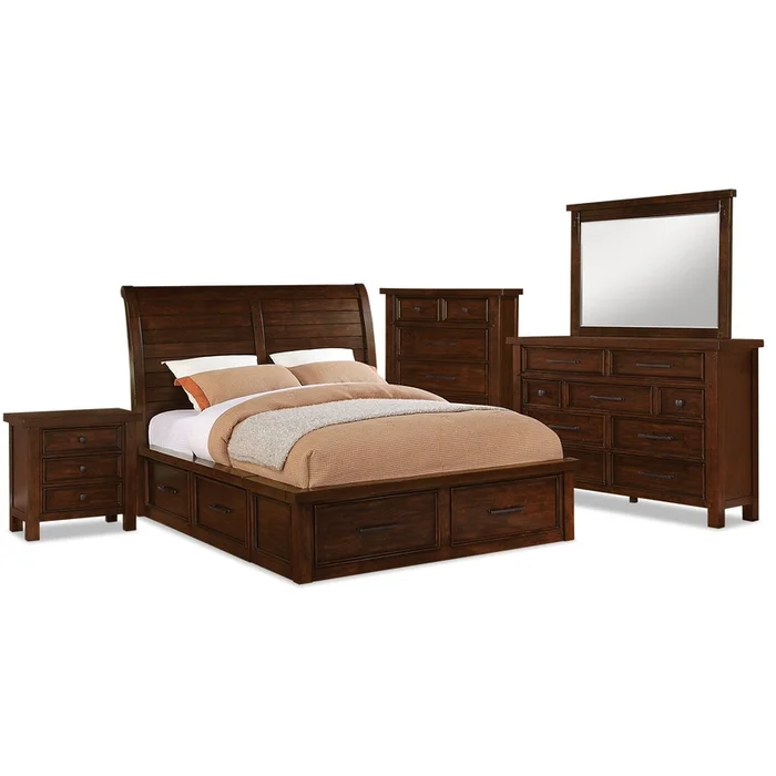 Sonoma 7-Piece Queen Storage Bedroom Set – Dark Brown|Ensemble de chambre coucher Sonoma 7 pices avec grand lit avec rangement sous le lit|SONOMSQP7