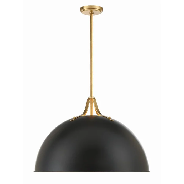 Soto 3 Light Matte Black + Antique Gold Pendant 23.5″W x 15.75″H x 23.5″D