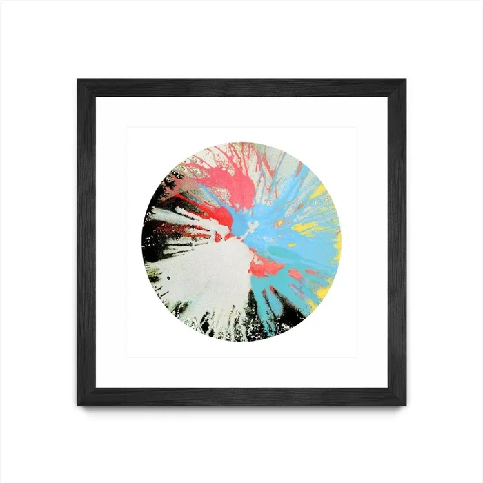 Spin Art 10 Matted and Framed Black 30×30 Wall Art|uvre dart murale encadre noire et mate Spin Art 10 30×30