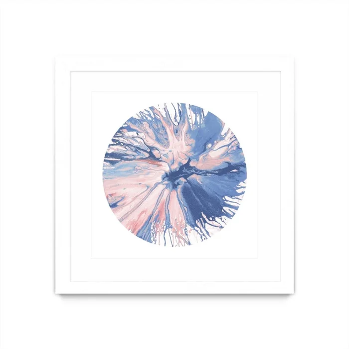 Spin Art 21 Matted and Framed White 36×36 Wall Art|uvre dart murale encadre blanche et mate Spin Art 21 36×36
