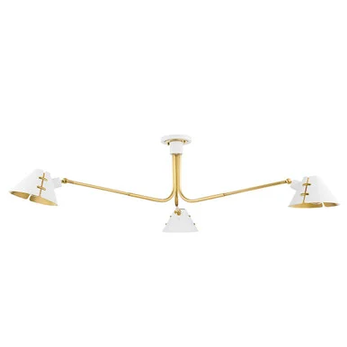 Split Three Light Semi Flush Mount in Aged Brass/Soft White (70|KBS1752803-AGB/SWH)