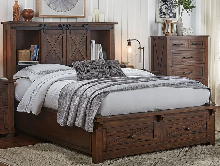 Sun Valley Queen Storage Bed in Rustic Timber SUVRT5031