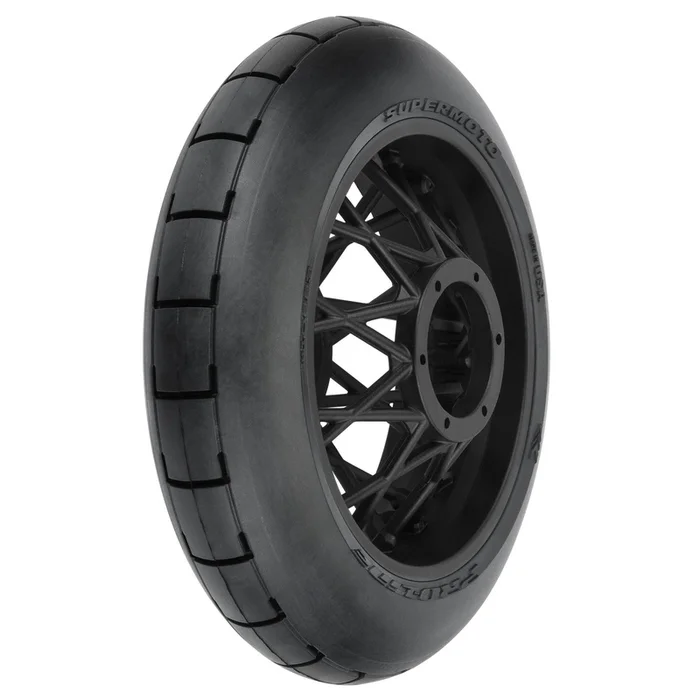 Supermoto Premounted Rear Tire with Black Wheel for 1/4 Promoto-MX (1) (PRO1022310)
