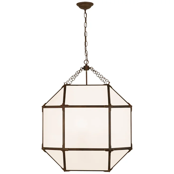 Suzanne Kasler Morris Large Lantern in Antique Zinc with White Glass Ceiling Light W23.25″ x H30.25″