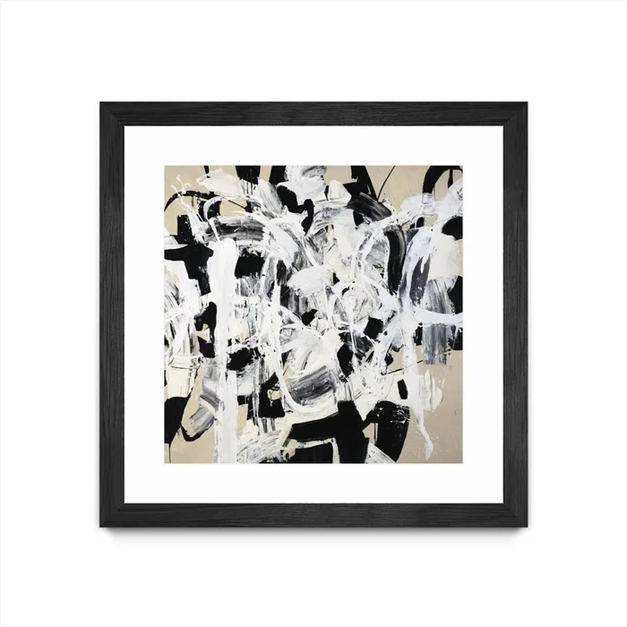 Talking Out Of Both Sides Matted and Framed Black 36×36 Wall Art|uvre dart murale encadre noire et mate Talking Out Of Both Sides 36×36