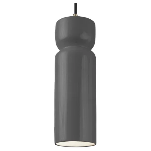 Tall Hourglass LED Pendant (254|CER-6510-GRY-ABRS-BKCD-LED1-700)