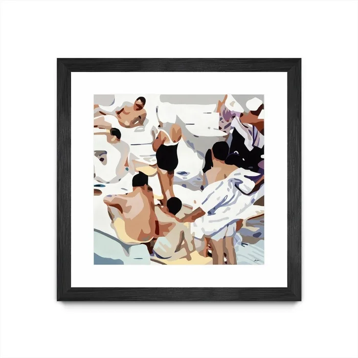 Tammy & Greg’s Pool Party Matted and Framed Black 30×30 Wall Art|uvre dart murale encadre noire et mate Tammy & Greg’s Pool Party 30×30