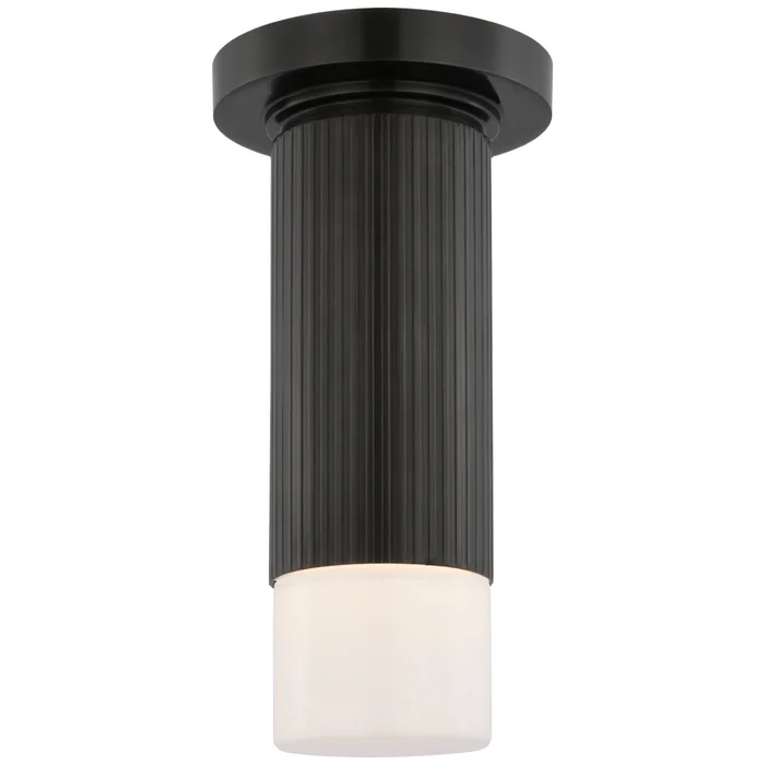 Thomas O’Brien Ace Mini Monopoint Flush Mount in Bronze with White Glass Ceiling Light W3.25″ x H10.75″